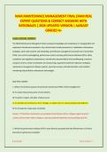NAFA MAINTENANCE MANAGEMENT FINAL EXAM REAL EXPERT QUESTIONS & CORRECT ANSWERS WITH RATIONALES &vert; 2026 UPDATED VERSION &vert; ALREADY GRADED A&plus;