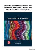 Employment Law for Business 10th Edition Instructor Manual &vert; Bennett-Alexander &vert; Complete Instructor Manual for Employment Law & Business Law