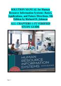 Human Resource Information Systems&comma; 5th Edition &colon; Complete Solution Manual &semi; Verified Study & Learning Guide &vert; Richard D&period; Johnson &vert; Chapters 1&ndash;17