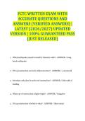 FCTC WRITTEN EXAM WITH ACCURATE QUESTIONS AND ANSWERS &lpar;VERIFIED ANSWERS&rpar; &vert; LATEST &lpar;2026&sol;2027&rpar; UPDATED VERSION &vert; 100&percnt; GUARANTEED PASS &lbrace;JUST RELEASED&rcub;