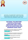 NATIONAL PHLEBOTOMY&NewLine;CERTIFICATION EXAM&NewLine;QUESTIONS 2026 LATEST&NewLine;UPDATED QUESTIONS AND&NewLine;ANSWERS SURE PASS