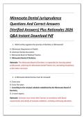 Minnesota Dental Jurisprudence &NewLine;Questions And Correct Answers &NewLine;&lpar;Verified Answers&rpar; Plus Rationales 2026 &NewLine;Q&A Instant Download Pdf