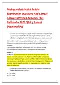 Michigan Residential Builder &NewLine;Examination Questions And Correct &NewLine;Answers &lpar;Verified Answers&rpar; Plus &NewLine;Rationales 2026 Q&A &vert; Instant &NewLine;Download Pdf 
