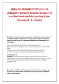 HSPA CHL PROGRESS TEST 6 CH1-24 &NewLine;2026&sol;2027 &vert; Complete Solutions & Answers &vert; &NewLine;Certified Hotel Administrator Prep &vert; Pass &NewLine;Guaranteed - A&plus; Graded