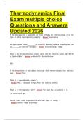 Thermodynamics Final Exam multiple choice&NewLine;&NewLine;&NewLine;&NewLine;Thermodynamics Final Exam multiple choice&NewLine;&NewLine;&NewLine;Thermodynamics Final Exam multiple choice Questions and Answers Updated 2026&NewLine;