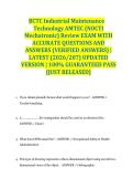 BCTC Industrial Maintenance Technology AMTEC &lpar;NOCTI Mechatronic&rpar; Review EXAM WITH ACCURATE QUESTIONS AND ANSWERS &lpar;VERIFIED ANSWERS&rpar; &vert; LATEST &lpar;2026&sol;207&rpar; UPDATED VERSION &vert; 100&percnt; GUARANTEED PASS &lbrace;JUST RELEASED&rcub;