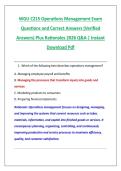 WGU C215 Operations Management Exam &NewLine;Questions and Correct Answers &lpar;Verified &NewLine;Answers&rpar; Plus Rationales 2026 Q&A &vert; Instant &NewLine;Download Pdf 