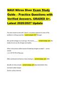 NAUI Nitrox Diver Exam Study &NewLine;Guide &ndash; Practice Questions with &NewLine;Verified Answers&period; GRADED A&plus;&period; &NewLine;Latest 2026&sol;2027 Update 