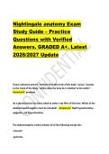 Nightingale anatomy Exam &NewLine;Study Guide &ndash; Practice &NewLine;Questions with Verified &NewLine;Answers&period; GRADED A&plus;&period; Latest &NewLine;2026&sol;2027 Update 