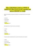 NHA&colon; CERTIFIED CLINICAL MEDICAL&NewLine;ASSISTANT PRACTICE EXAM 1 questions and answers 20262027 A&plus; Grade&NewLine;
