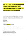 NR 511 CEA Exam Study Guide &ndash; Practice Questions with &NewLine;Verified Answers&period; GRADED A&plus;&period; &NewLine;Latest 2026&sol;2027 Update 