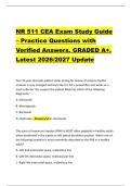 NR 511 CEA Exam Study Guide &ndash; Practice Questions with &NewLine;Verified Answers&period; GRADED A&plus;&period; &NewLine;Latest 2026&sol;2027 Update 