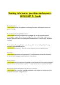 Nursing Informatics questions and answers 20262027 A&plus; Grade