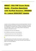 NR667- CEA FNP Exam Study &NewLine;Guide &ndash; Practice Questions &NewLine;with Verified Answers&period; GRADED &NewLine;A&plus;&period; Latest 2026&sol;2027 Update 