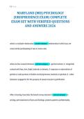 MARYLAND &lpar;MD&rpar; PSYCHOLOGY&NewLine;JURISPRUDENCE EXAM&vert; COMPLETE&NewLine;EXAM SET WITH VERIFIED QUESTIONS&NewLine;AND ANSWERS 2026