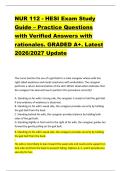 NUR 112 - HESI Exam Study &NewLine;Guide &ndash; Practice Questions &NewLine;with Verified Answers with &NewLine;rationales&period; GRADED A&plus;&period; Latest &NewLine;2026&sol;2027 Update 