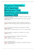Physical Chemistry - ACS Quantum Mechanics Final Questions and Answers Updated 2026