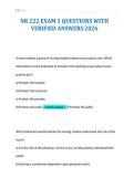 NR 222 EXAM 1 QUESTIONS WITH&NewLine;VERIFIED ANSWERS 2026