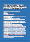 CLC PRACTICE EXAM 3 LATEST&NewLine;UPDATE QUESTIONS AND CORRECT&NewLine;VERIFIED ALREADY GRADED A&plus;