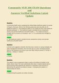 Community NUR 206 EXAM Questions&NewLine;and&NewLine;Answers Verified Solutions Latest&NewLine;Update