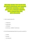 TRUCKING RODEO TEST EXAM WITH ACCURATE QUESTIONS AND ANSWERS &lpar;VERIFIED ANSWERS&rpar; &vert; LATEST &lpar;2026&sol;2027&rpar; UPDATED VERSION &vert; 100&percnt; GUARANTEED PASS &lbrace;JUST RELEASED&rcub;