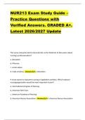 NUR213 Exam Study Guide &ndash; &NewLine;Practice Questions with &NewLine;Verified Answers&period; GRADED A&plus;&period; &NewLine;Latest 2026&sol;2027 Update 
