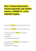 Nurs 175 Exam Study Guide &ndash; &NewLine;Practice Questions with Verified &NewLine;Answers&period; GRADED A&plus;&period; Latest &NewLine;2026&sol;2027 Update 
