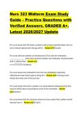 Nurs 323 Midterm Exam Study &NewLine;Guide &ndash; Practice Questions with &NewLine;Verified Answers&period; GRADED A&plus;&period; &NewLine;Latest 2026&sol;2027 Update 