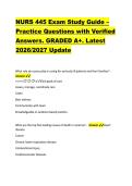 NURS 445 Exam Study Guide &ndash; &NewLine;Practice Questions with Verified &NewLine;Answers&period; GRADED A&plus;&period; Latest &NewLine;2026&sol;2027 Update 