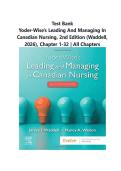 Test Bank - Yoder-Wise's Leading and Managing in Canadian Nursing&comma; 2nd Edition &lpar;Waddell&comma; 2020&rpar;&comma; Chapter 1-32 &vert; All Chapters