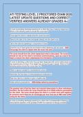 ATI TESTING LEVEL 2 PROCTORED EXAM 2026&NewLine;LATEST UPDATE QUESTIONS AND CORRECT&NewLine;VERIFIED ANSWERS ALREADY GRADED A&plus;