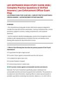 LEO ENTRANCE EXAM STUDY GUIDE 2026 &vert; Complete Practice Questions & Verified Answers &vert; Law Enforcement Officer Exam Prep
