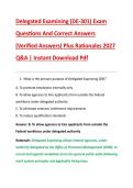 Delegated Examining &lpar;DE-301&rpar; Exam &NewLine;Questions And Correct Answers &NewLine;&lpar;Verified Answers&rpar; Plus Rationales 2027 &NewLine;Q&A &vert; Instant Download Pdf 