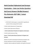 North Carolina Professional Land Surveyor &NewLine;Examination &ndash; State Law Portion Questions &NewLine;And Correct Answers &lpar;Verified Answers&rpar; &NewLine;Plus Rationales 2027 Q&A &vert; Instant &NewLine;Download Pdf 