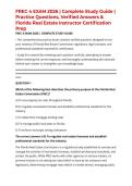 FREC 4 EXAM 2026 &vert; Complete Study Guide &vert; Practice Questions&comma; Verified Answers & Florida Real Estate Instructor Certification Prep