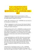 NAFA MAINTENANCE &NewLine;MANAGEMENT EXAM &NewLine;QUESTIONS AND ANSWERS 2026 &NewLine;2027 