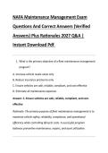 NAFA Maintenance Management Exam &NewLine;Questions And Correct Answers &lpar;Verified &NewLine;Answers&rpar; Plus Rationales 2027 Q&A &vert; &NewLine;Instant Download Pdf&period;