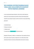 RN LEARNING SYSTEM PHARMACOLOGY&NewLine;FINAL QUIZ 2026&vert;COMPLETE EXAM SET&NewLine;WITH VERIFIED ANSWERS