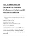 BCOT Week 4 &lpar;Firearms&rpar; Exam &NewLine;Questions And Correct Answers &NewLine;&lpar;Verified Answers&rpar; Plus Rationales 2027 &NewLine;Q&A &vert; Instant Download Pdf 