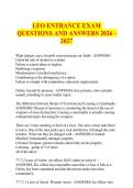 LEO ENTRANCE EXAM &NewLine;QUESTIONS AND ANSWERS 2026 - &NewLine;2027