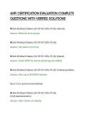 AHFI CERTIFICATION EVALUATION COMPLETE&NewLine;QUESTIONS WITH VERIFIED SOLUTIONS