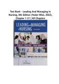 Test Bank - Leading And Managing In Nursing&comma; 8th Edition &lpar;Yoder-Wise&comma; 2022&rpar;&comma; Chapter 1-31 &vert; All Chapters