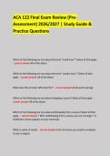 ACA 122 Final Exam Review &lpar;PreAssessment&rpar; 2026&sol;2027 &vert; Study Guide & Practice Questions 