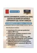 CERTIFIED ENVIRONMENTAL AUDITOR &lpar;CEA&rpar;&reg; EXAM&NewLine;Complete 250-Question Test Bank with Answers & Detailed Rationales&NewLine;2026 Update &vert; Graded A&plus; &vert; 100&percnt; Verified&NewLine;