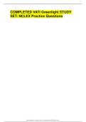 COMPLETED VATI Greenlight STUDY SET&colon; NCLEX Practice Questions