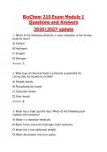 BioChem 210 Exam Module 1 &NewLine;Questions and Ansẉers  &NewLine;20262027 update 