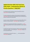 Applied Nutrition &lpar;BIO-319&rpar; Final Exam &NewLine;Study Guide &vert; Comprehensive Review & Practice Questions &vert; 2026&sol;2027 &NewLine;