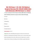 NU 192 Exam 1 V2 &vert; NU 192 Medical&NewLine;Surgical Nursing II-B &vert; NCLEX &lpar;NGN&rpar; Q&A &NewLine;with Rationale &lpar;NU192 Exam 1&rpar; &vert; Gale