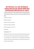 NU 192 Exam 2 V1 &vert; NU 192 Medical&NewLine;Surgical Nursing II-B &vert; NCLEX &lpar;NGN&rpar; Q&A &NewLine;with Rationale &lpar;NU192 Exam 2&rpar; &vert; Galen 