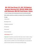 NU 192 Final Exam V3 &vert; NU 192 Medical&NewLine;Surgical Nursing II-B &vert; NCLEX &lpar;NGN&rpar; Q&A &NewLine;with Rationale &lpar;NU192 Final Exam&rpar; &vert; Galen 
